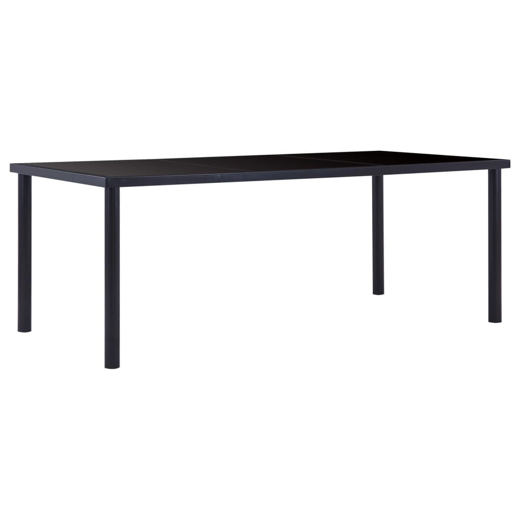 Dining table, black, 200x100x75cm, tempered glass