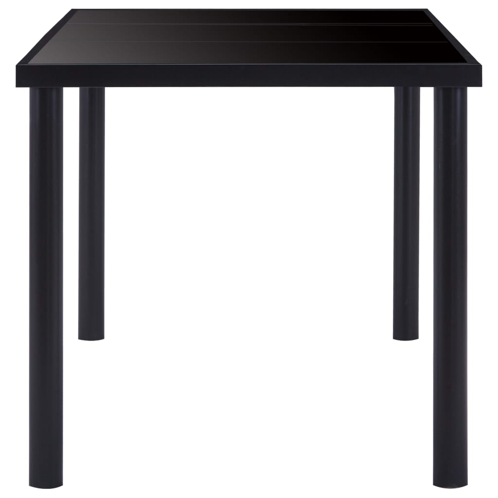 Dining table, black, 200x100x75cm, tempered glass
