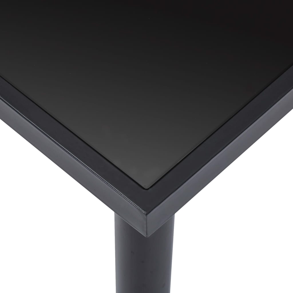 Dining table, black, 200x100x75cm, tempered glass