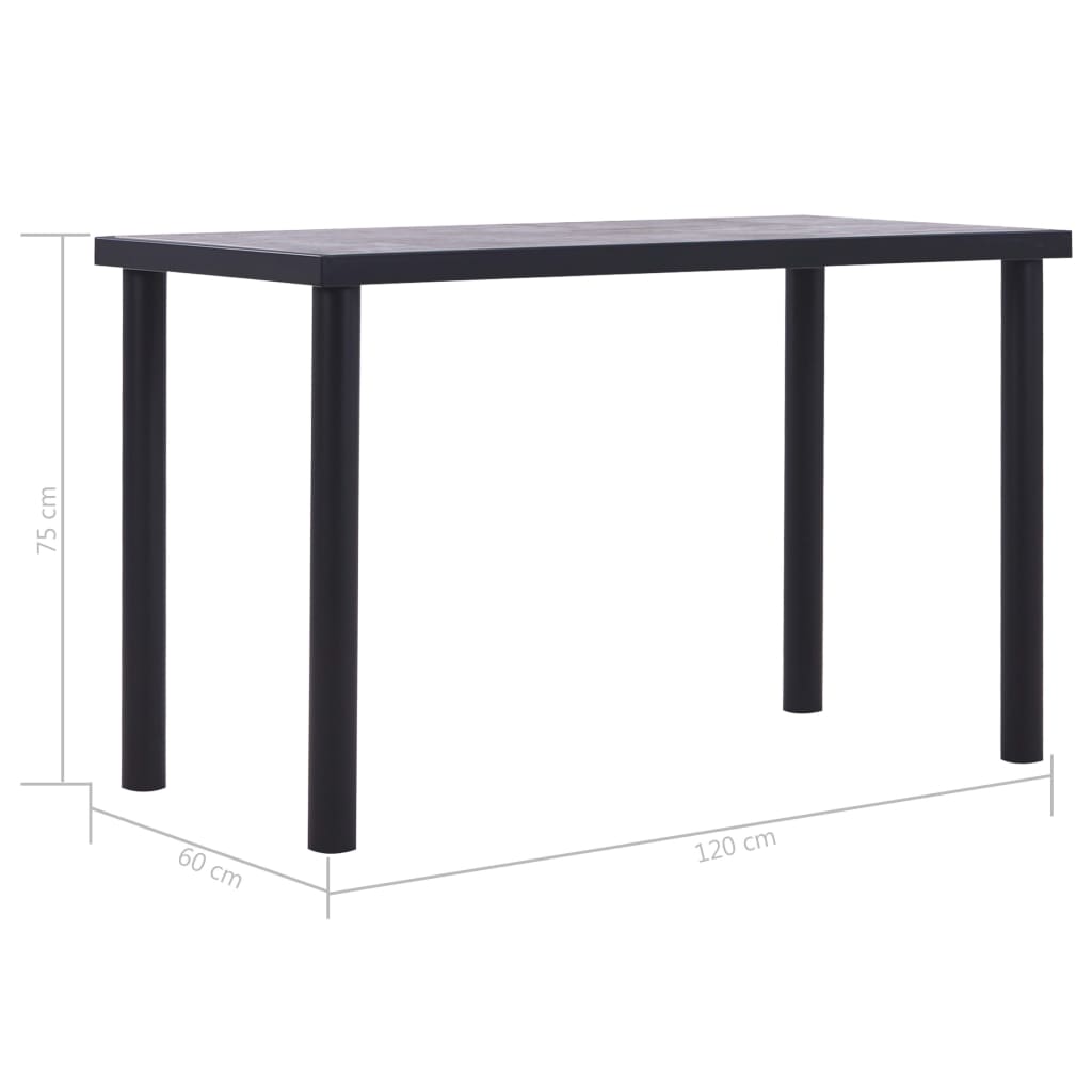 Dining table, black and concrete grey, 120x60x75cm, MDF