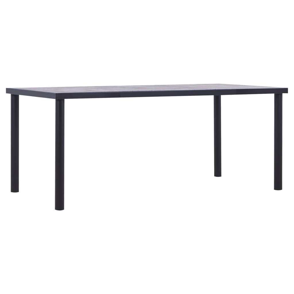 Ēdamistabas galds, melns un betona pelēks, 180x90x75cm, MDF