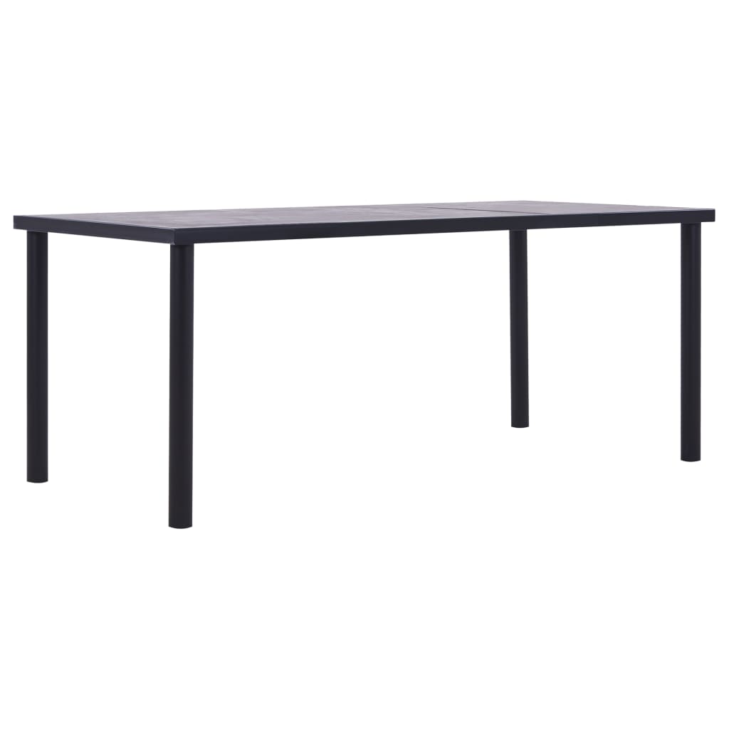 Ēdamistabas galds, melns un betona pelēks, 200x100x75cm, MDF
