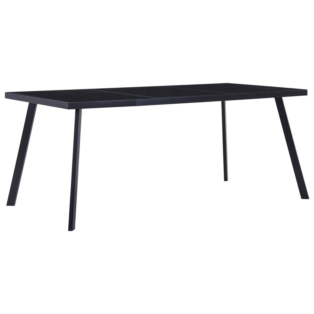 Pusdienu galds, melns, 160x80x75cm, rūdīts stikls