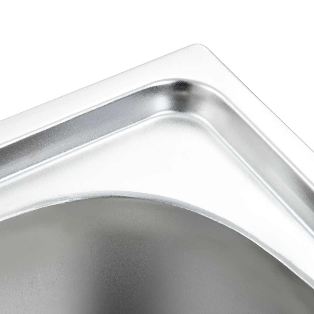 Kitchen sink with 2 bowls, strainer and siphon, steel
