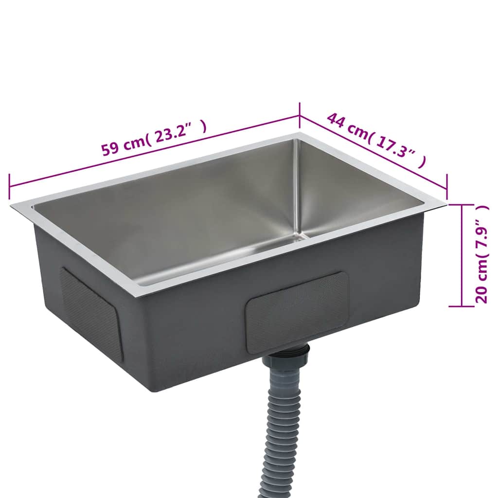 Kitchen sink, stainless steel, handmade