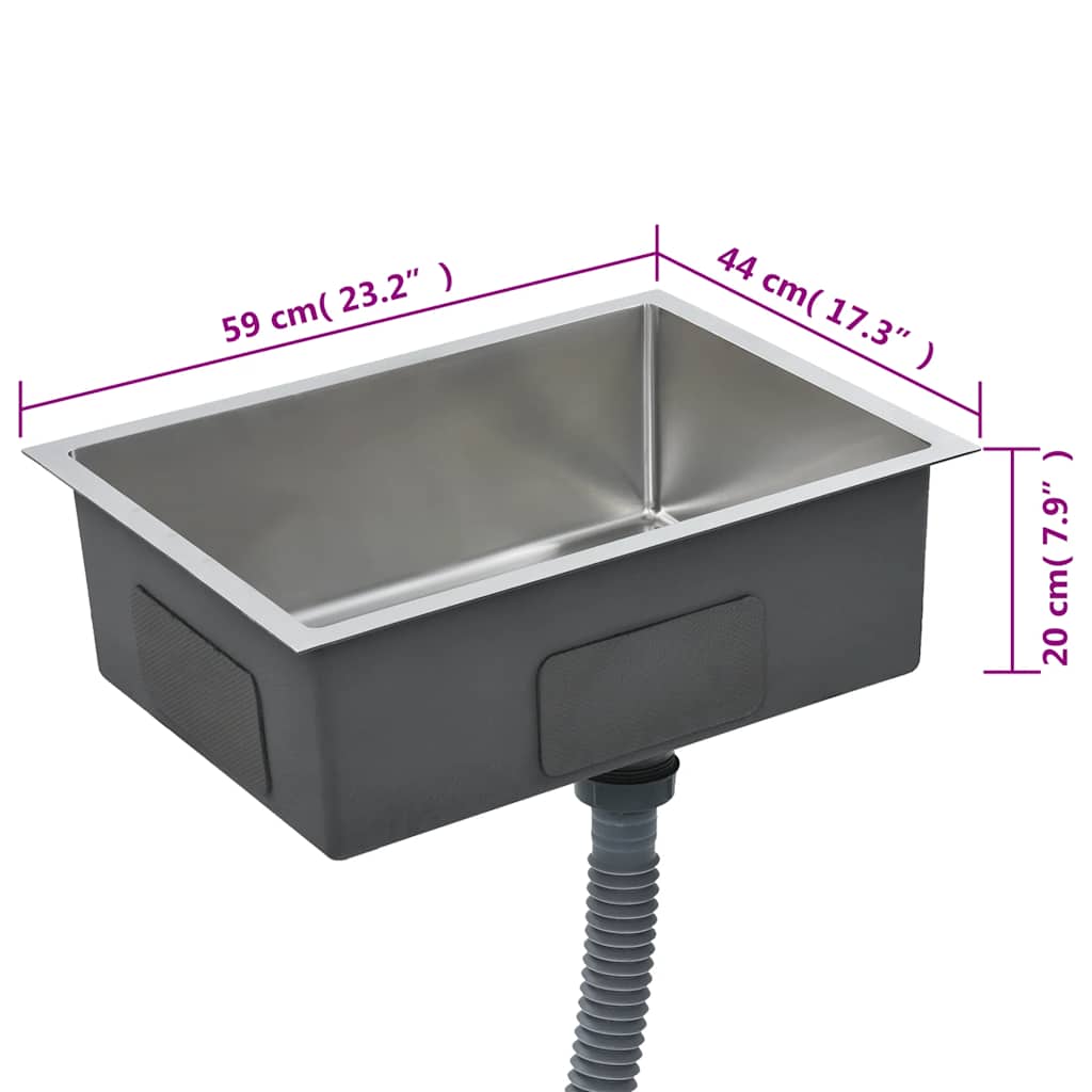 Kitchen sink, stainless steel, handmade