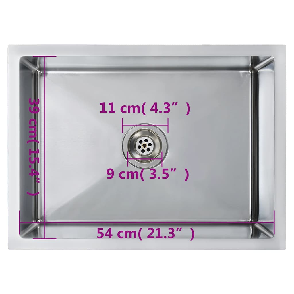 Kitchen sink, stainless steel, handmade