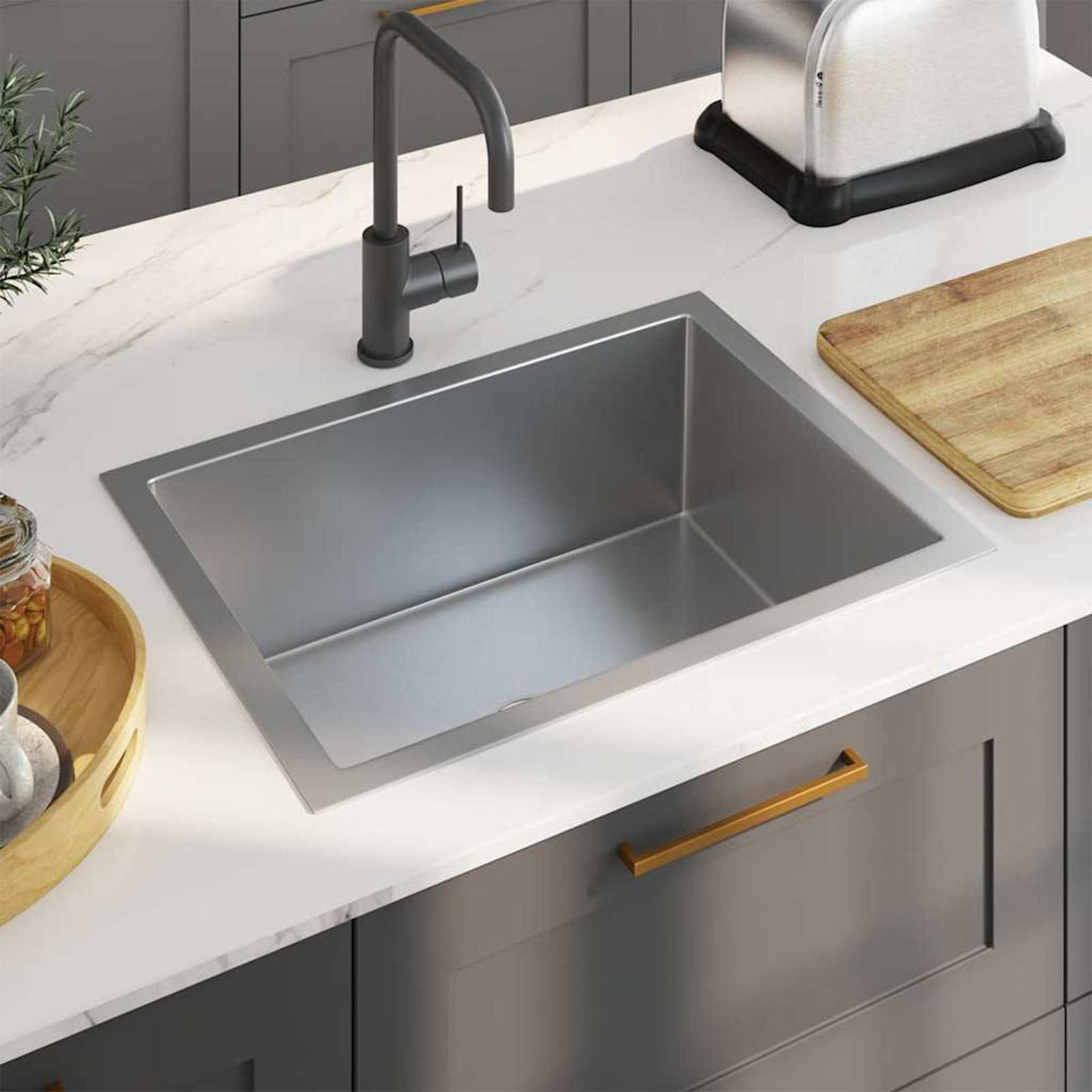 Kitchen sink, stainless steel, handmade