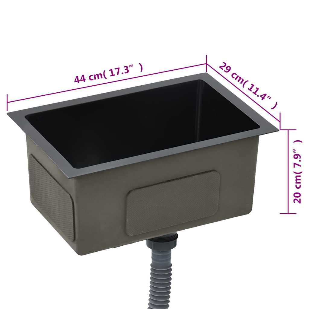 Kitchen sink, black, stainless steel, handmade