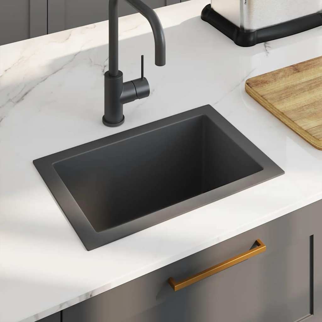 Kitchen sink, black, stainless steel, handmade