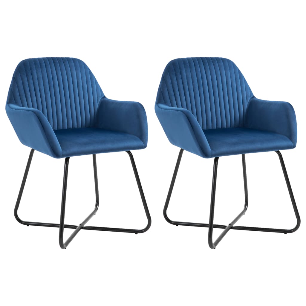Dining chairs, 2 pcs., blue, velvet