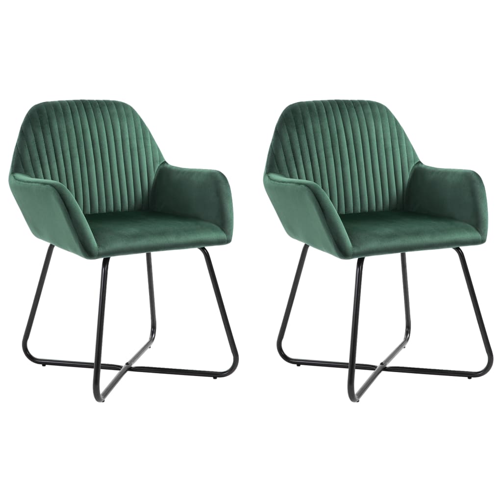 Dining chairs, 2 pcs., green, velvet