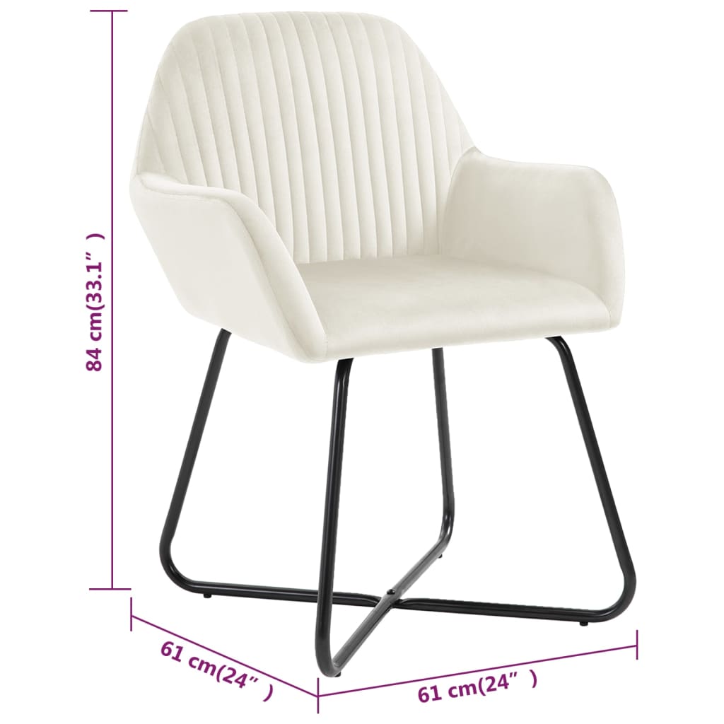 Dining chairs, 2 pcs., cream, velvet