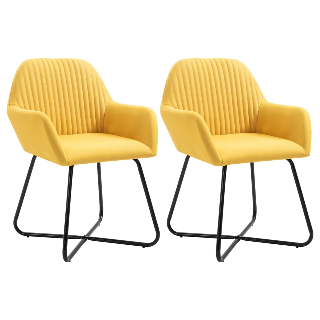 Dining chairs, 2 pcs, yellow, fabric