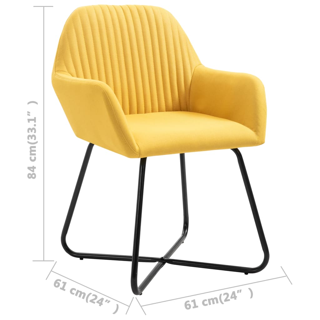 Dining chairs, 2 pcs, yellow, fabric