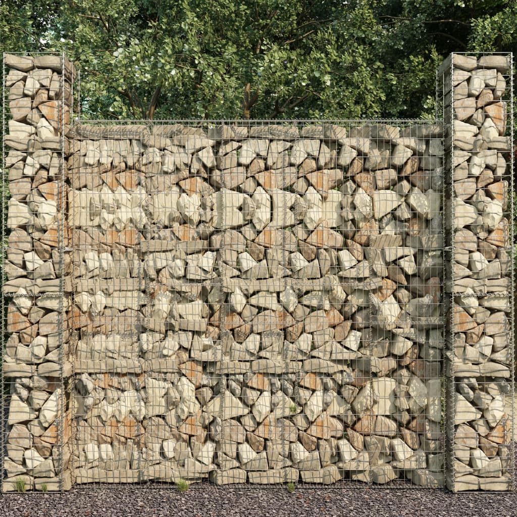 Gabion wall with cover, 600x50x200cm, galvanized steel