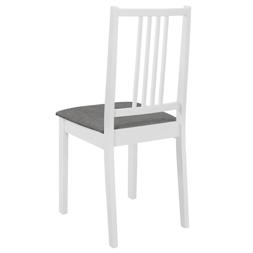 Ēdamistabas krēsli ar spilv., 6 gab., balti, masīvkoks