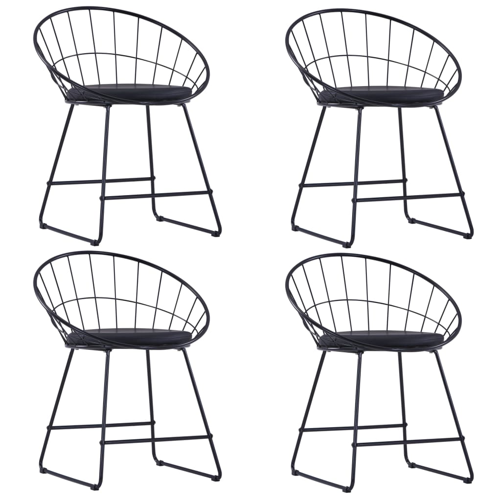Chairs with artificial leather seats, 4 pcs., black, steel