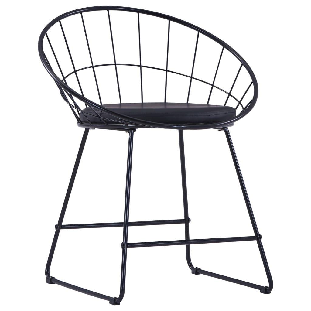 Chairs with artificial leather seats, 4 pcs., black, steel