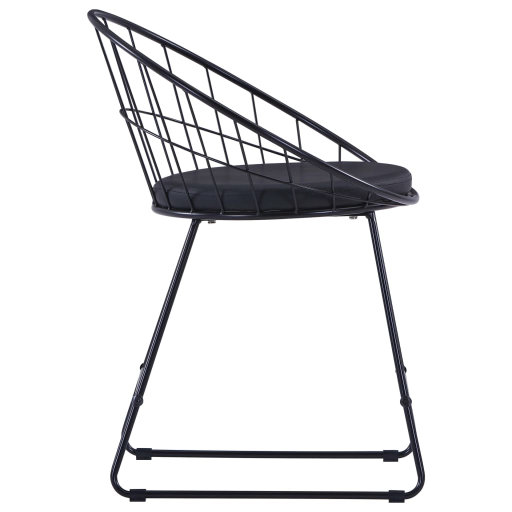 Chairs with artificial leather seats, 4 pcs., black, steel