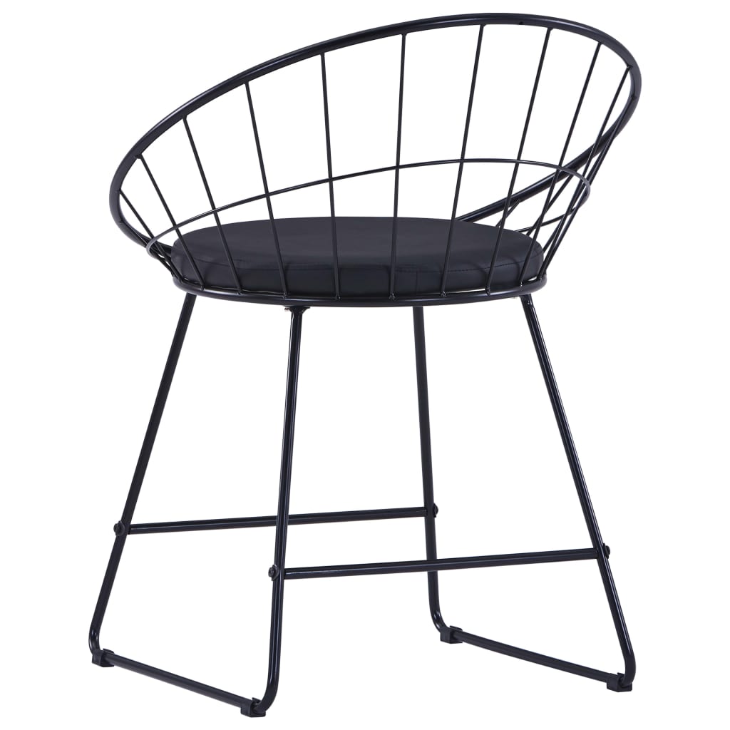 Chairs with artificial leather seats, 4 pcs., black, steel