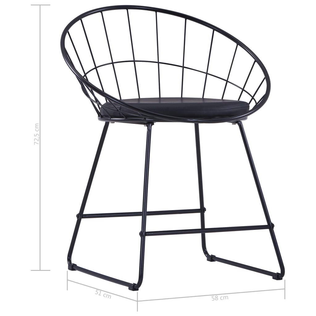 Chairs with artificial leather seats, 4 pcs., black, steel