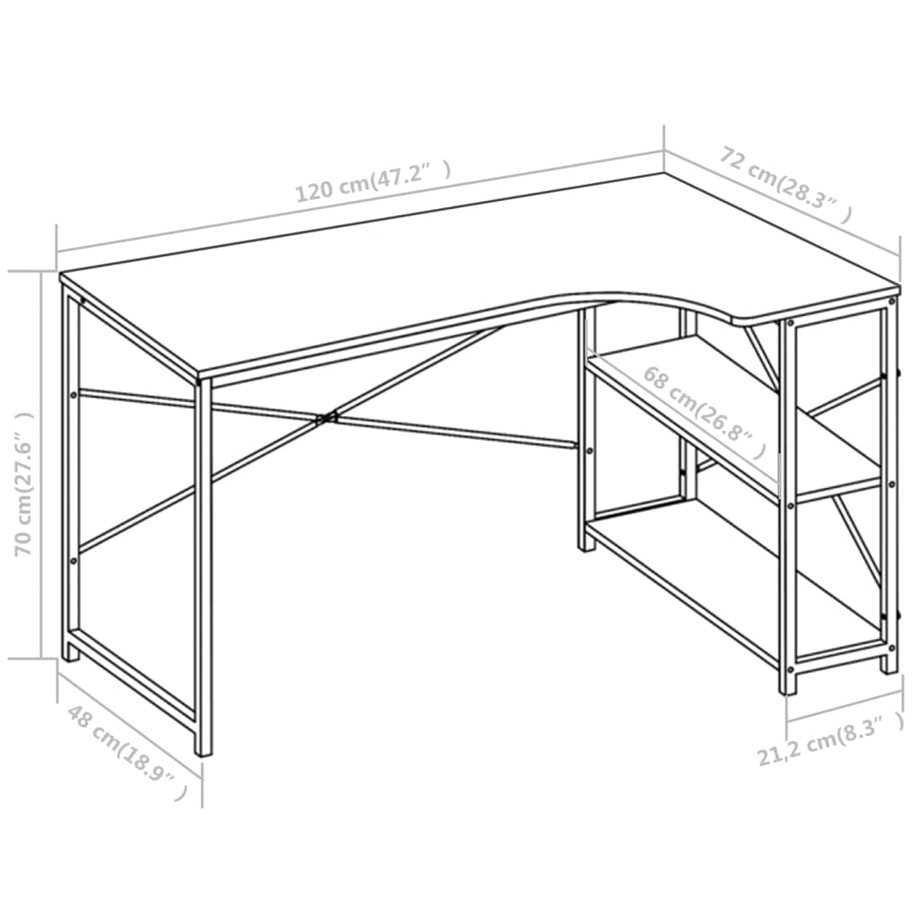 Computer desk, white, 120x72x70cm