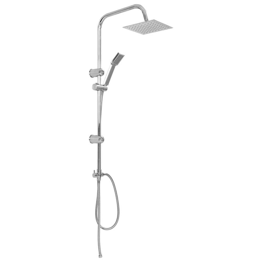 Shower system with two heads and handheld shower, stainless steel