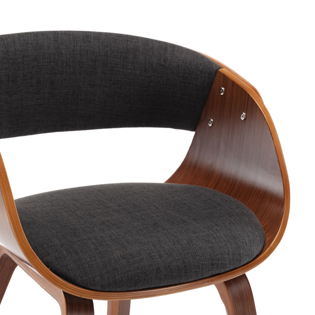 Dining chair, grey, curved wood and fabric