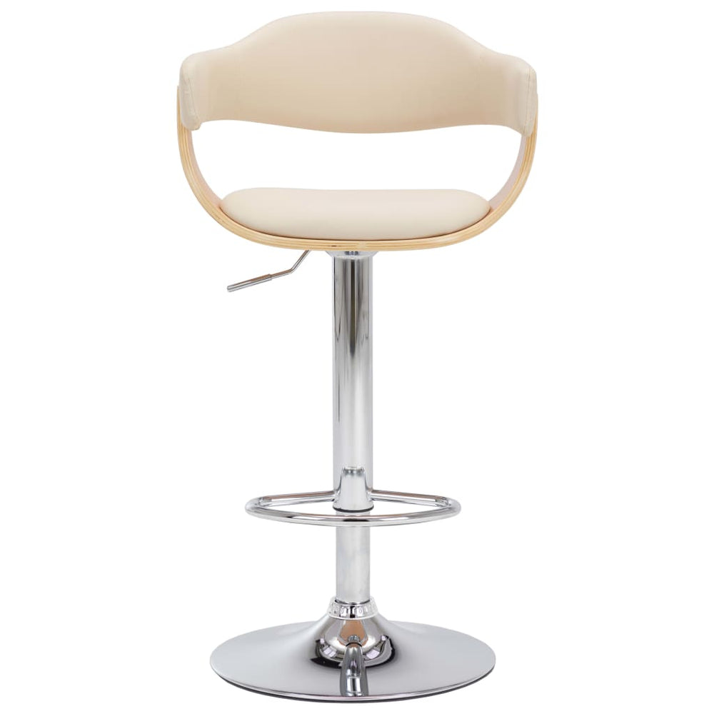 Bar stools, 2 pcs., cream, bentwood/faux leather