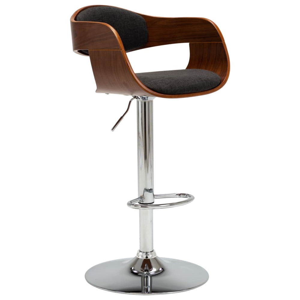 Bar stool, grey, bent wood and fabric