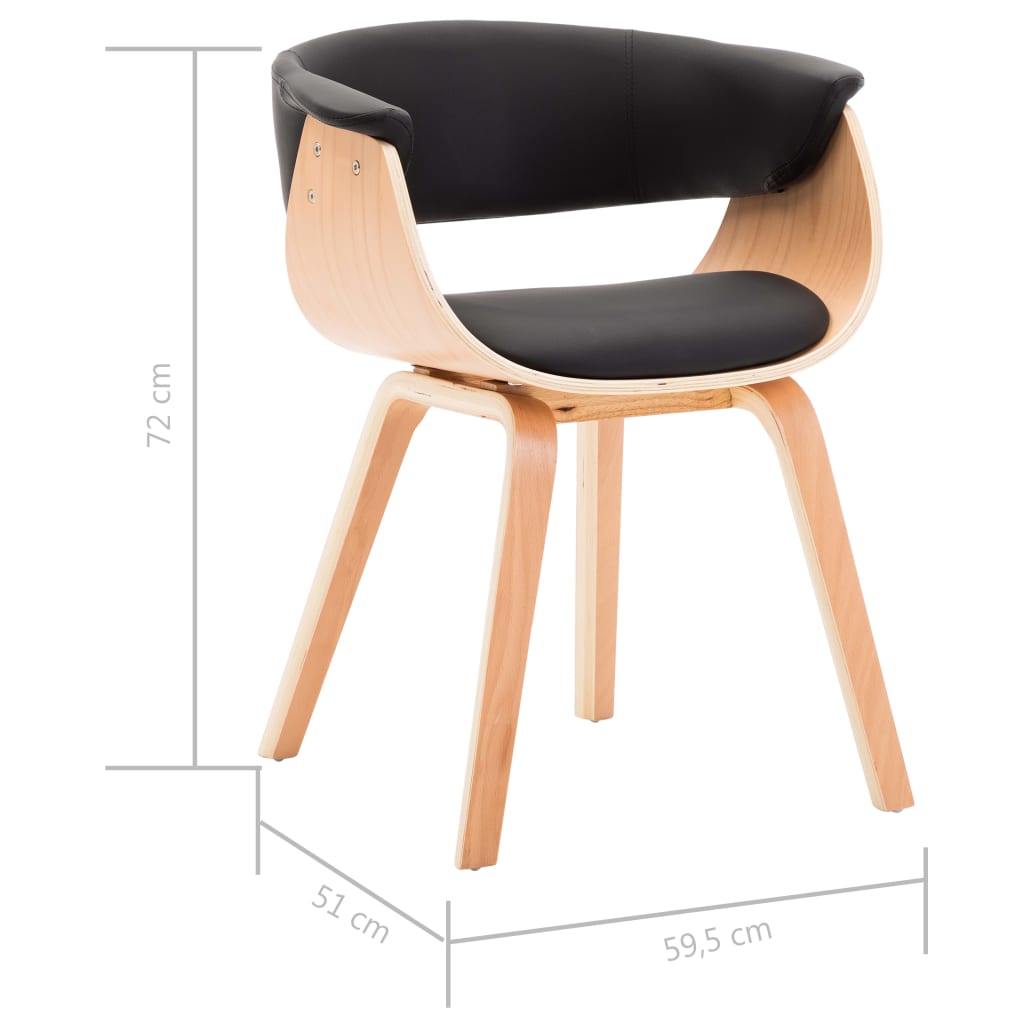 Dining chair, black, bentwood and faux leather