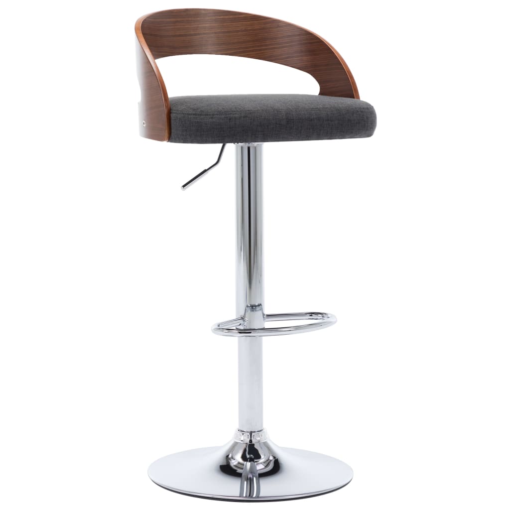 Bar stools, 2 pcs., dark grey, fabric and bentwood