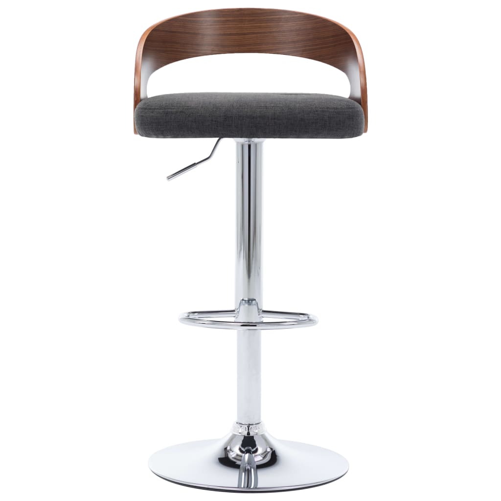 Bar stools, 2 pcs., dark grey, fabric and bentwood