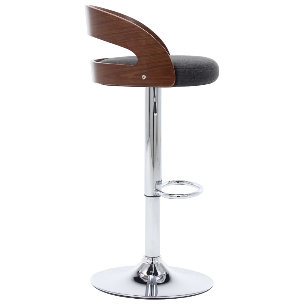 Bar stools, 2 pcs., dark grey, fabric and bentwood