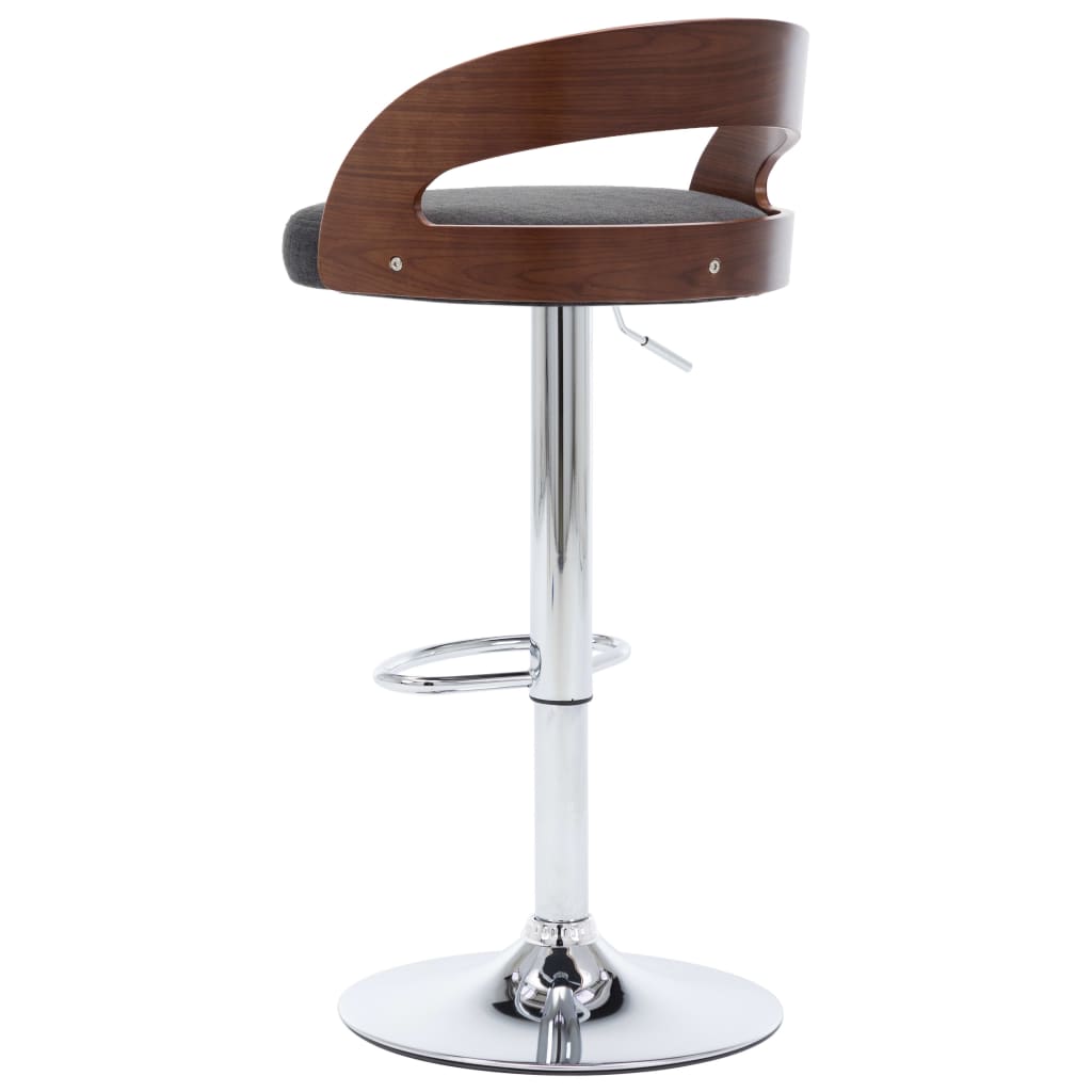Bar stools, 2 pcs., dark grey, fabric and bentwood