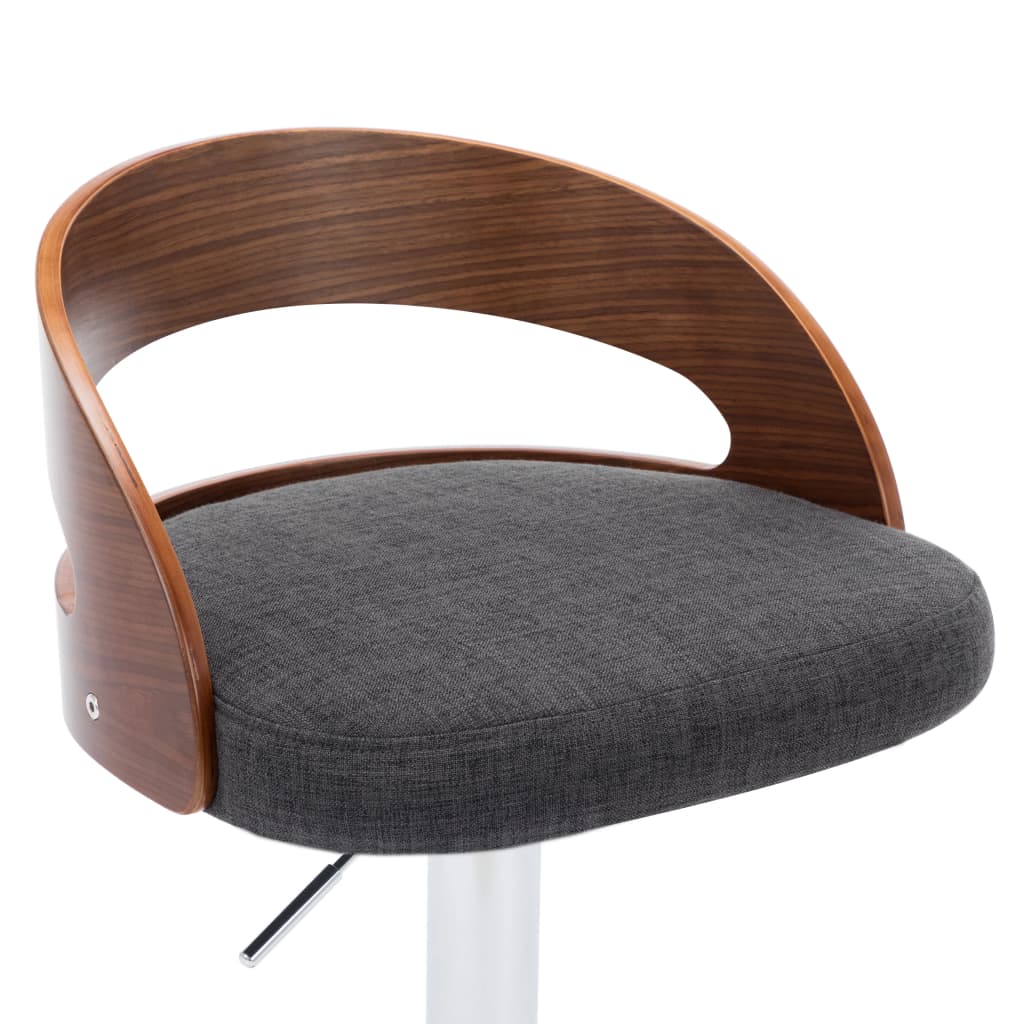 Bar stools, 2 pcs., dark grey, fabric and bentwood