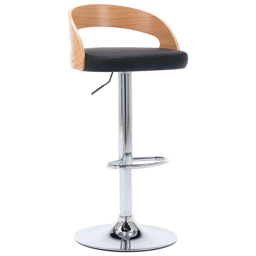 Bar Stools, 2 pcs, black, faux leather and bentwood
