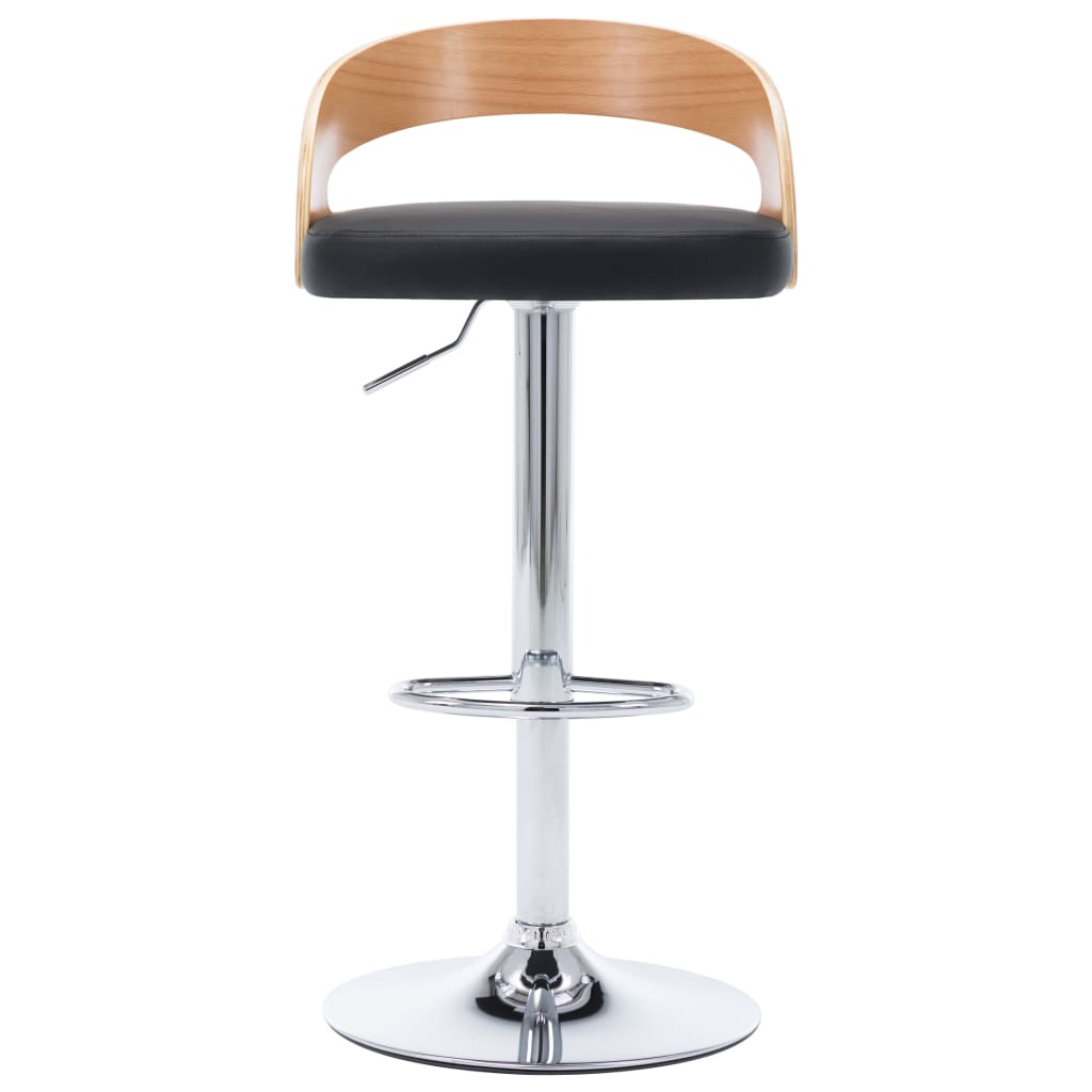 Bar Stools, 2 pcs, black, faux leather and bentwood