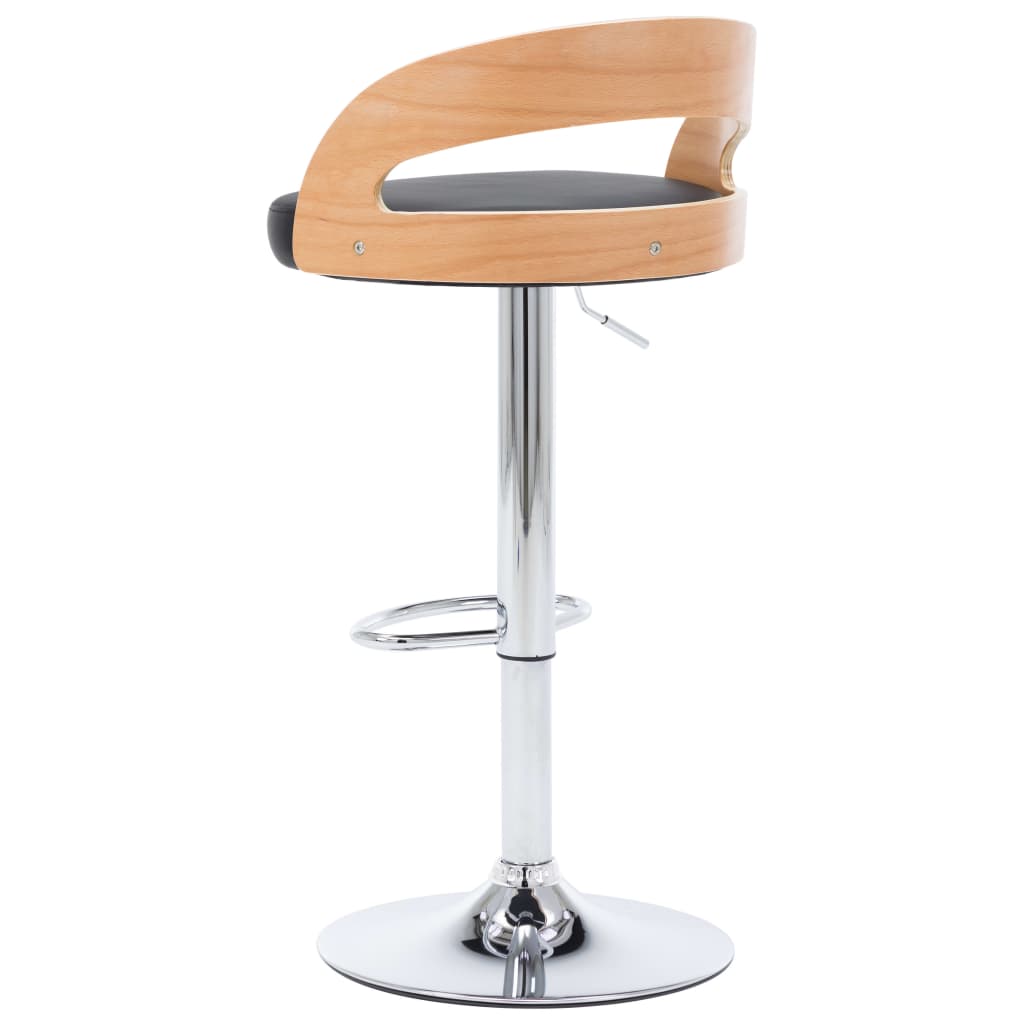 Bar Stools, 2 pcs, black, faux leather and bentwood