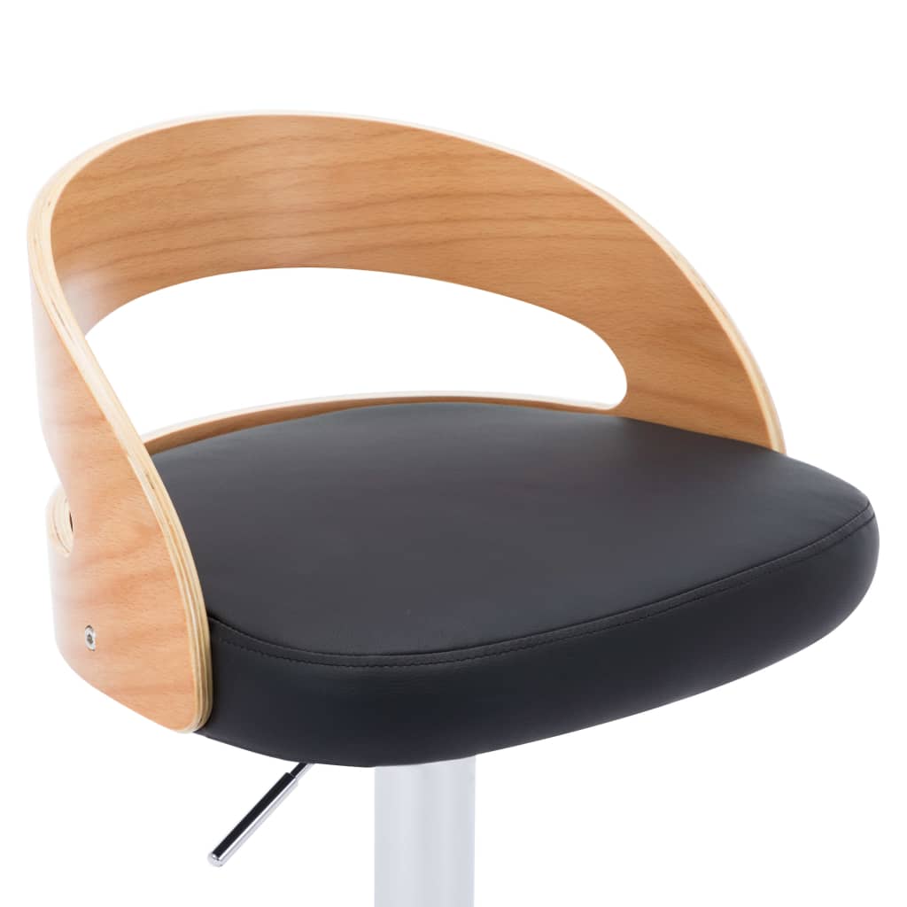 Bar Stools, 2 pcs, black, faux leather and bentwood