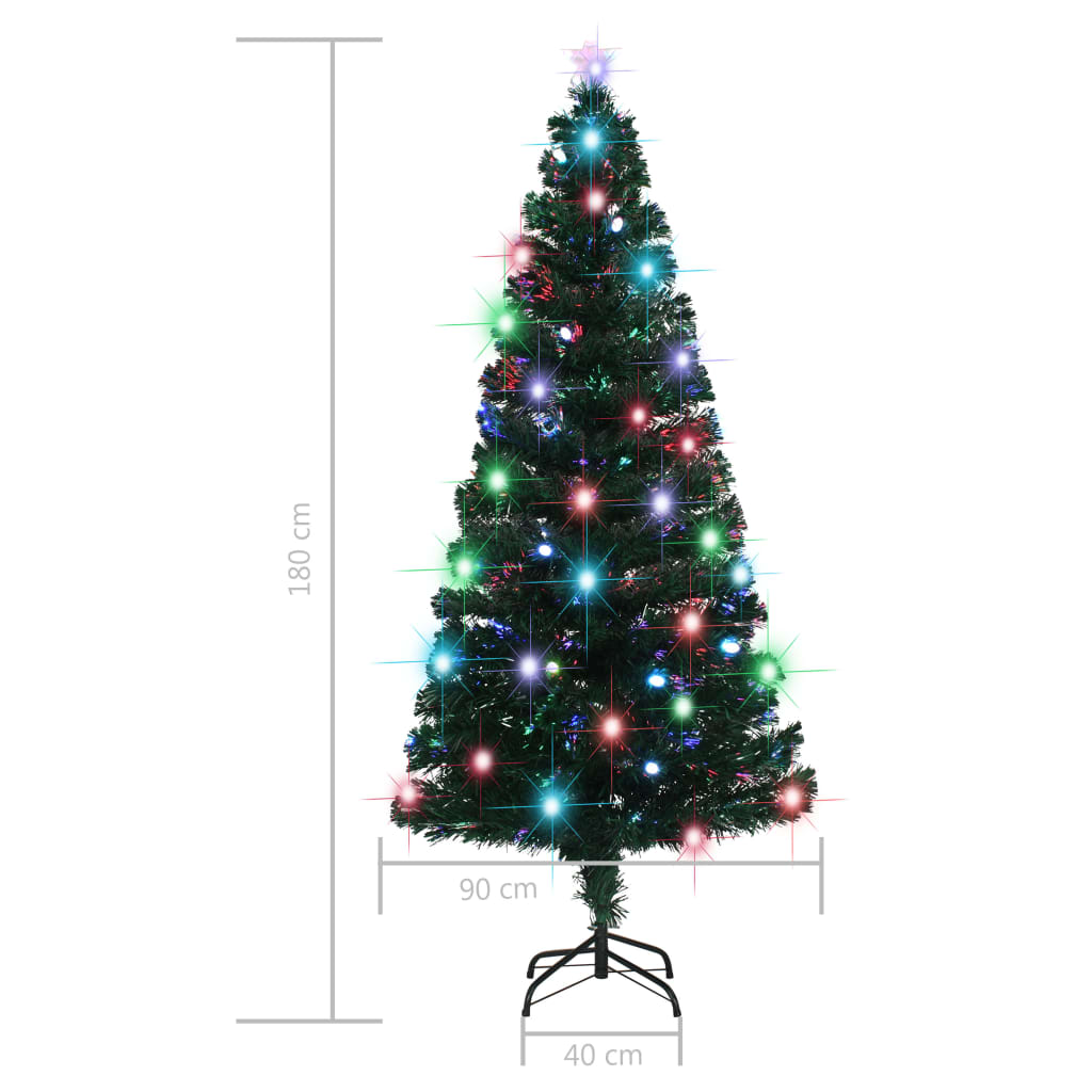 Apšviesta Kalėdų eglutė su stovu ir LED, 180cm, optinis pluoštas