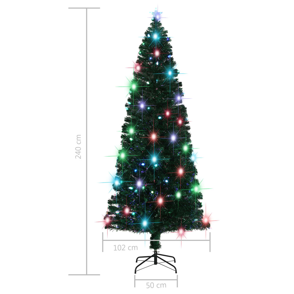 Šviečianti Kalėdų eglutė su stovu ir LED, 240cm, optinis pluoštas