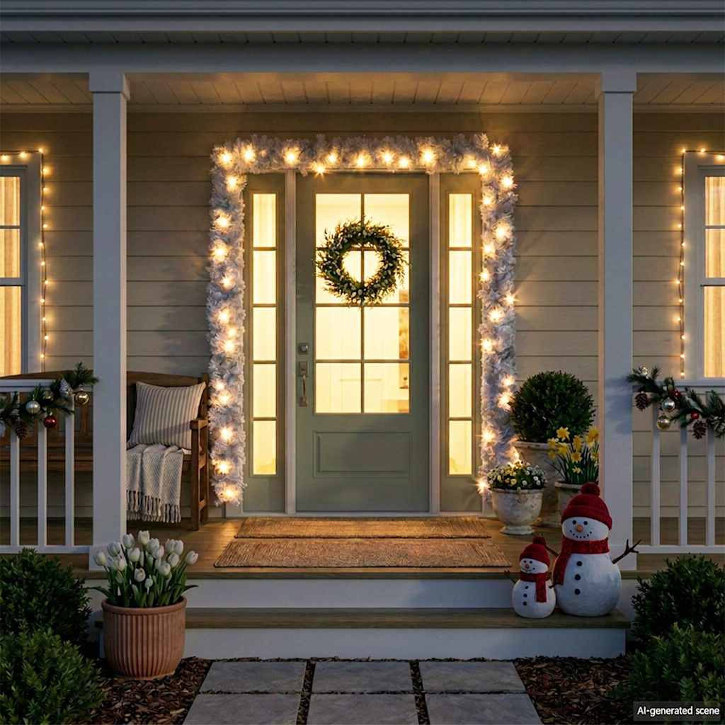 Christmas garland with LED lights, white, 5 m