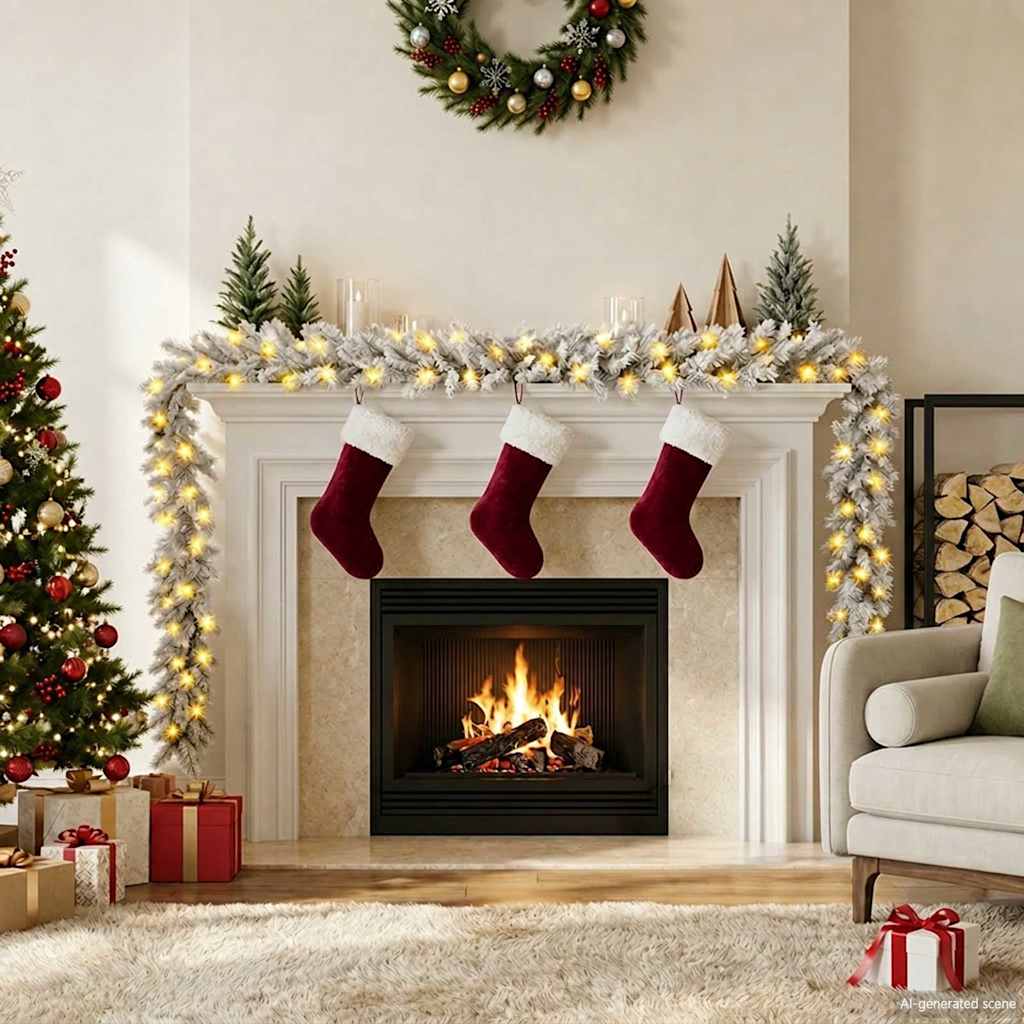 Christmas garland with LED lights, white, 5 m