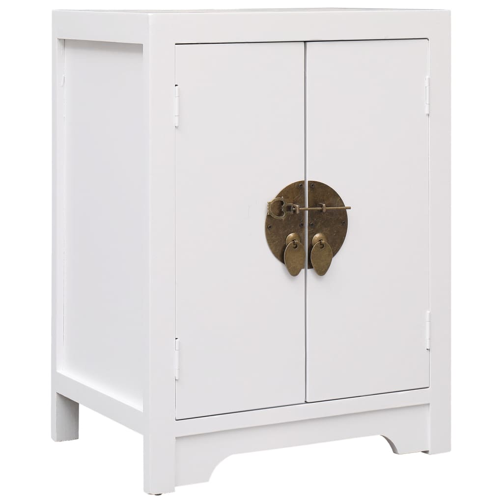 Nightstand, white, 38x28x52 cm, paulownia wood
