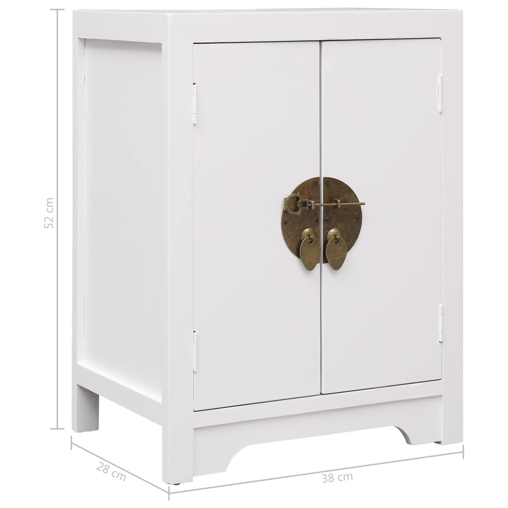 Nightstand, white, 38x28x52 cm, paulownia wood