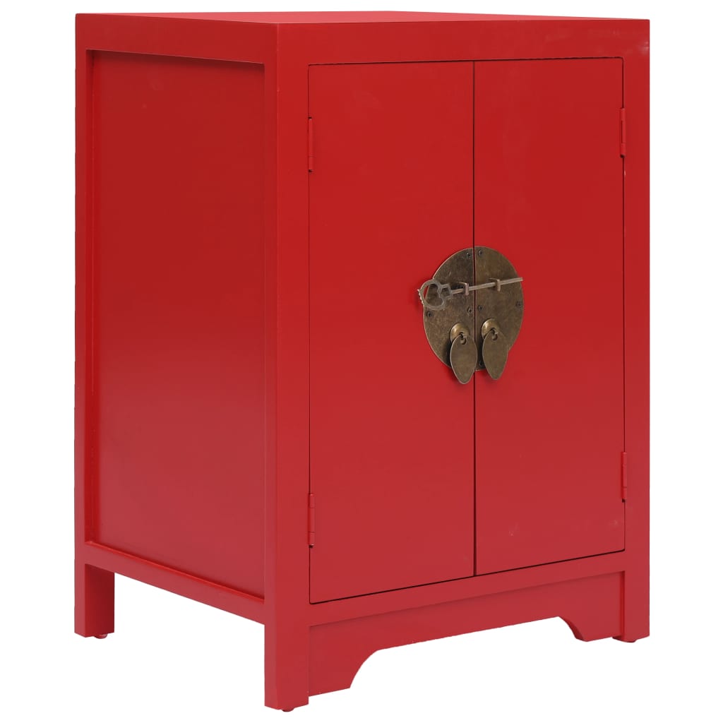 Nightstand, red, 38x28x52 cm, paulownia wood