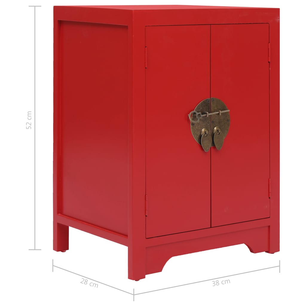 Nightstand, red, 38x28x52 cm, paulownia wood