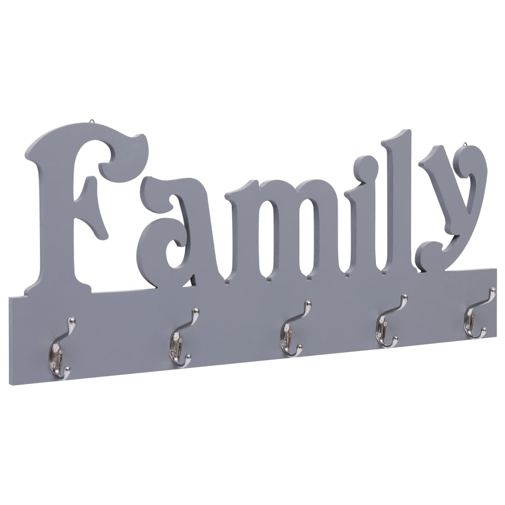 Wall-mounted coat rack FAMILY, grey, 74x29.5cm